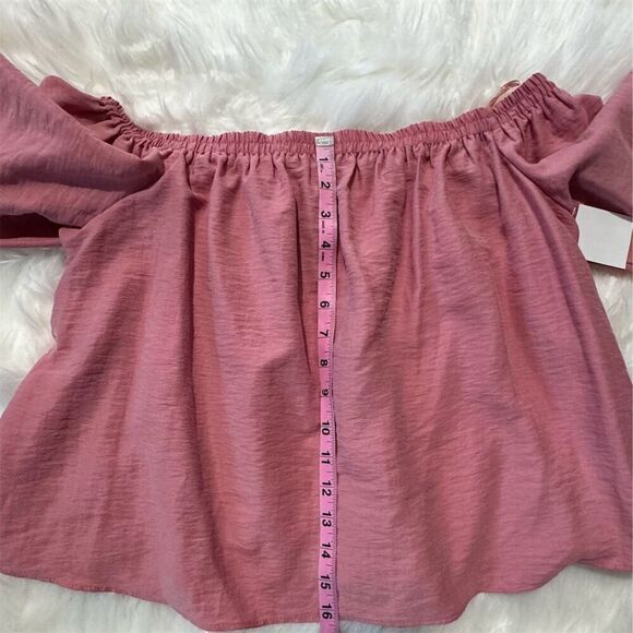 Top Shop Women's Off Shoulder Crop Top Pink Balloon Sleeve Size 8 - Picture 6 of 9